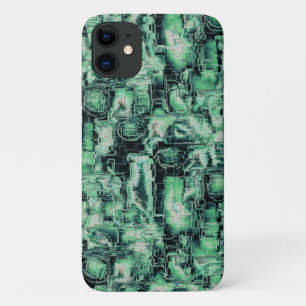 Rustic abstract image mosaic carved in green hue iPhone 11 case