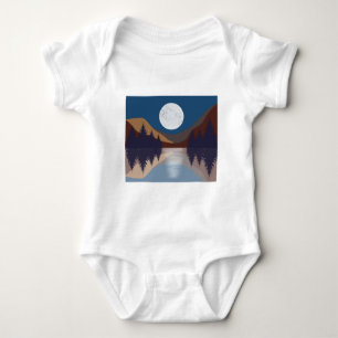 Rustic Abstract Landscape Forest Moon Reflection  Baby Bodysuit