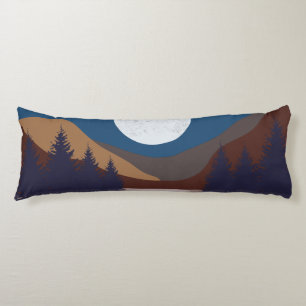 Rustic Abstract Landscape Forest Moon Reflection Body Cushion