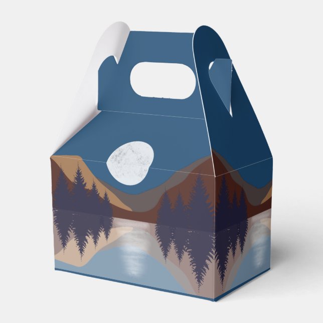 Rustic Abstract Landscape Forest Moon Reflection Favour Box (Front Side)