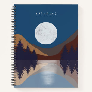 Rustic Abstract Landscape Forest Moon Reflection  Notebook