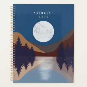 Rustic Abstract Landscape Forest Moon Reflection Planner