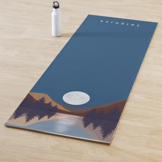 Rustic Abstract Landscape Forest Moon Reflection   Yoga Mat (In Situ)