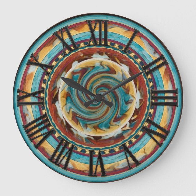 Rustic Abstract Southwest Wall Clock (Front)