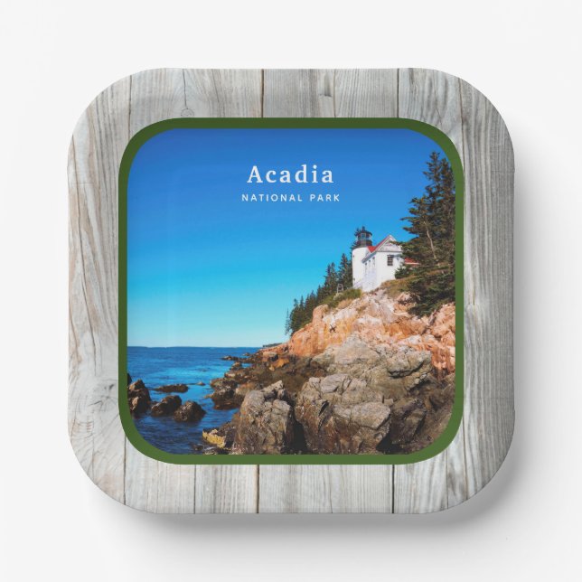 Rustic Acadia National Park Custom Photo  Paper Plate (Front)