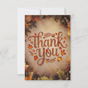 Rustic Acorn Autumn Fall Thank You Card