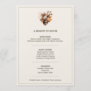 Rustic Acorn Floral A Season to Savor Ivory Menu