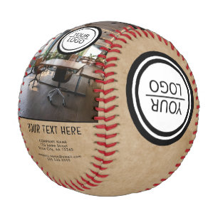 Rustic Add Logo Custom Text Company Photo Baseball