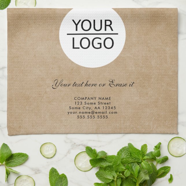 Rustic Add Logo Custom Text Company Promotion  Tea Towel (Folded)
