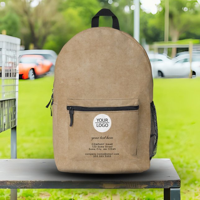 Rustic Add Logo Custom Text Red Company  Printed Backpack (Creator Uploaded)