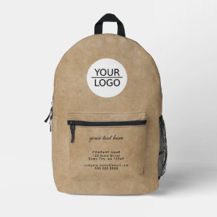 Rustic Add your Logo Custom Text Company  Printed Backpack