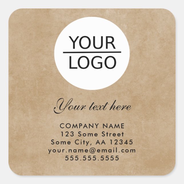 Rustic Add your Logo Custom Text Promotion Square Sticker (Front)