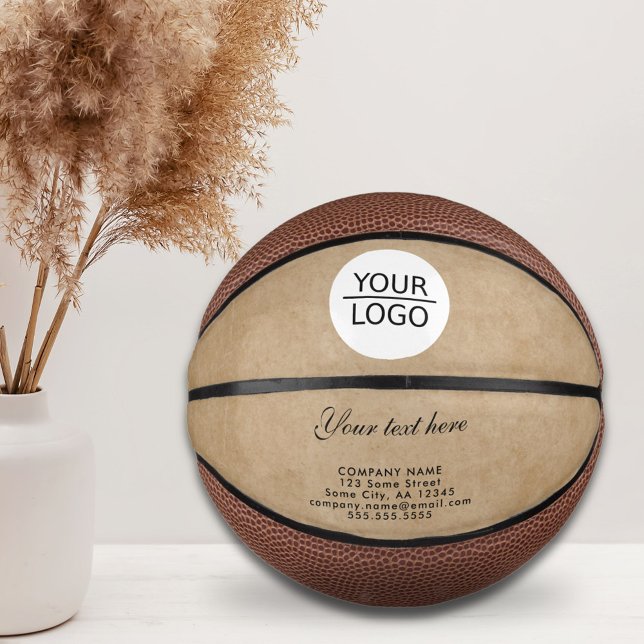 Rustic Add your Logo with Custom Text Company Mini Basketball (Creator Uploaded)