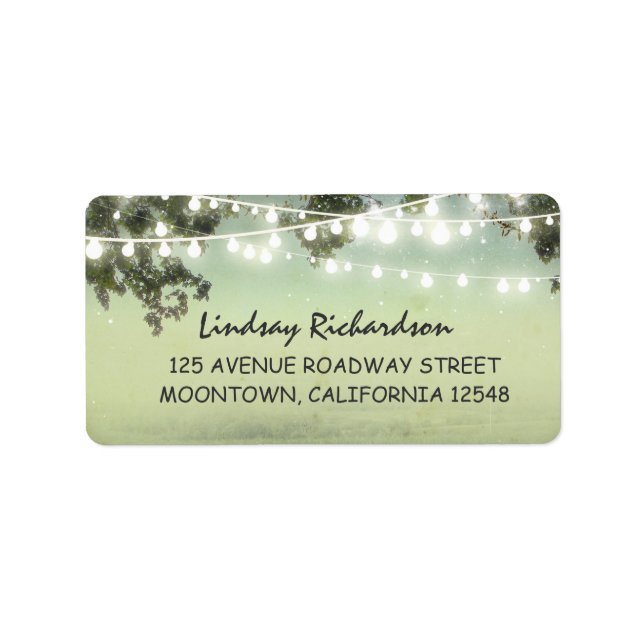 rustic address label with string lights (Front)