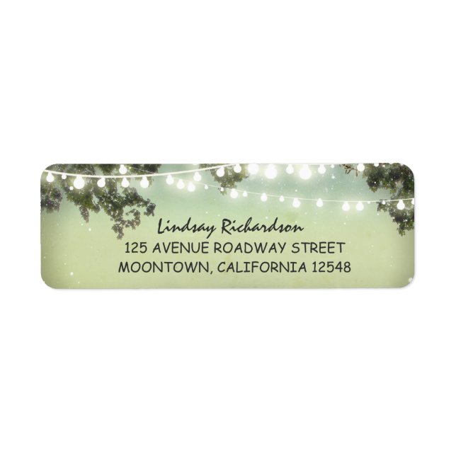 rustic address label with string lights return address label (Front)