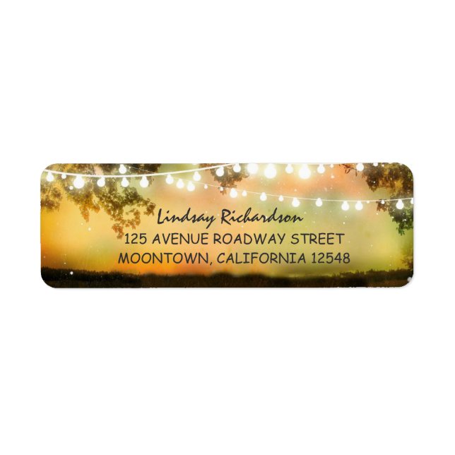 rustic address label with string lights return address label (Front)