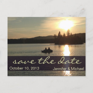 Rustic Adirondack Mountain Lake Save the Date Announcement Postcard
