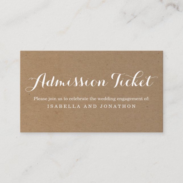 Rustic Admission Ticket Enclosure Card (Front)
