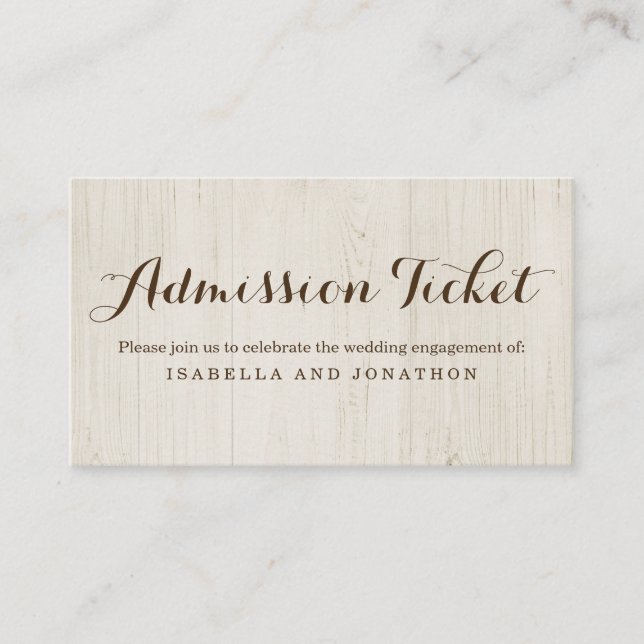 Rustic Admission Ticket Enclosure Card (Front)