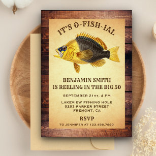 Rustic Adult Fishing Birthday Party Invitation