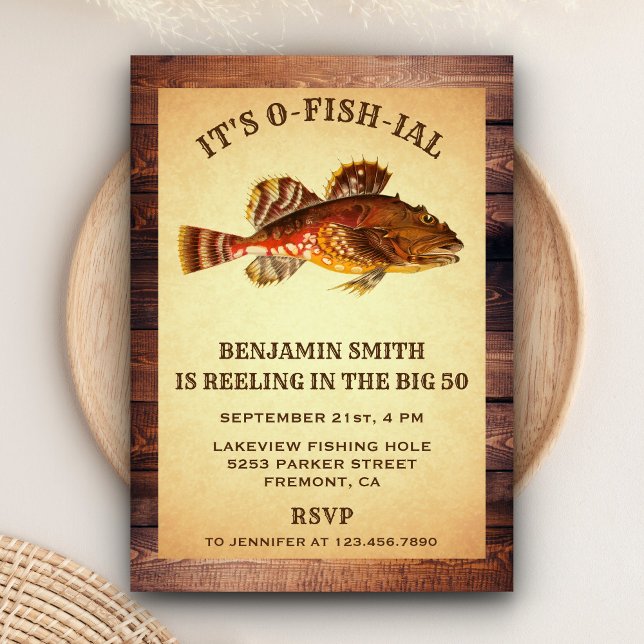 Rustic Adult Fishing Birthday Party Invitation (Creator Uploaded)