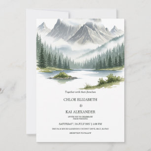Rustic Adventure Awaits Mountain Landscape Wedding Invitation