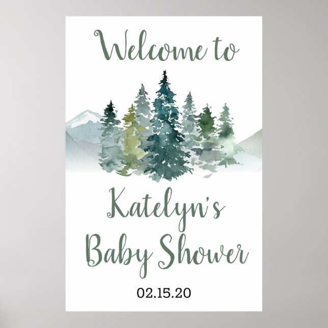 Rustic Adventure Baby Shower Sign (Front)