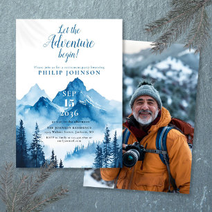Rustic Adventure Begin Mountain Retirement Party Invitation