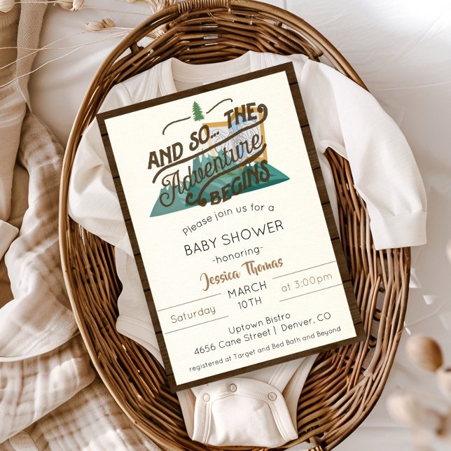 Rustic Adventure Begins Boy Baby Shower Invitation (Creator Uploaded)