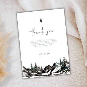 Rustic Adventure Mountain Forest Baby Shower  Thank You Card