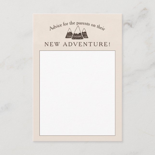 RustIc Adventure Theme Baby Shower Advice Card (Front)