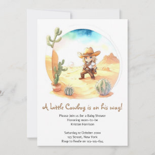 Rustic Adventure Wild West Cowboy Baby Shower Invitation