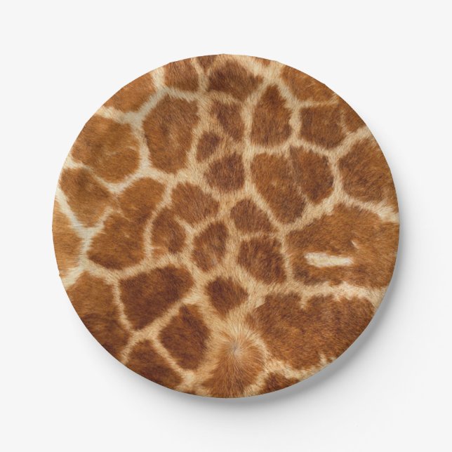 rustic african fashion safari animal giraffe print paper plate (Front)