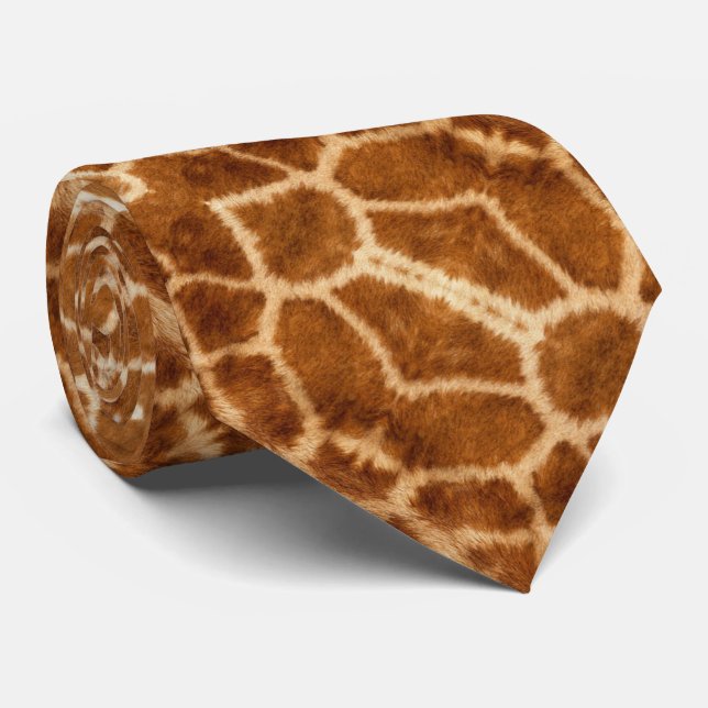 rustic african fashion safari animal giraffe print tie (Rolled)