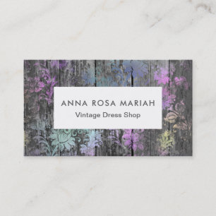 *~* Rustic Aged Wood Shabby Floral Vintage Business Card