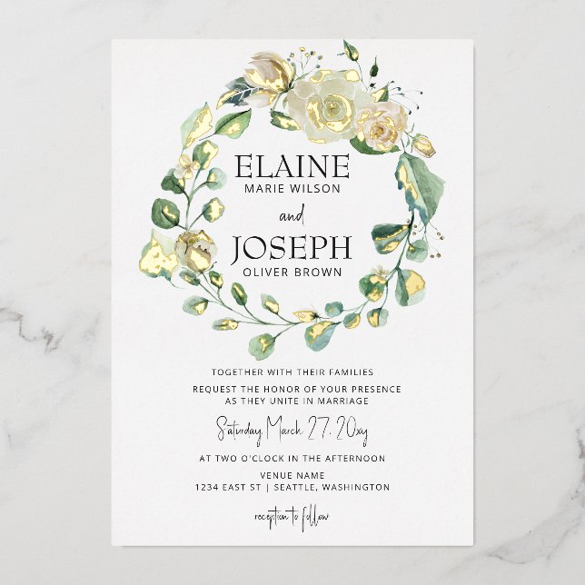 Rustic Airy Botanical Neutral Floral Wedding  (Front)