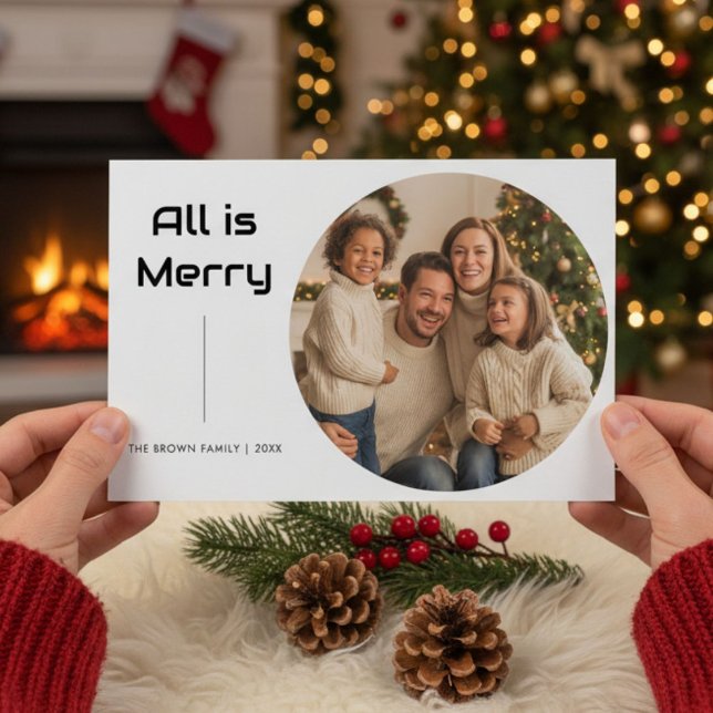 Rustic All Is Bright Family Christmas Card (Creator Uploaded)
