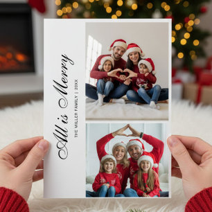 Rustic All Is Bright Family Holiday Card