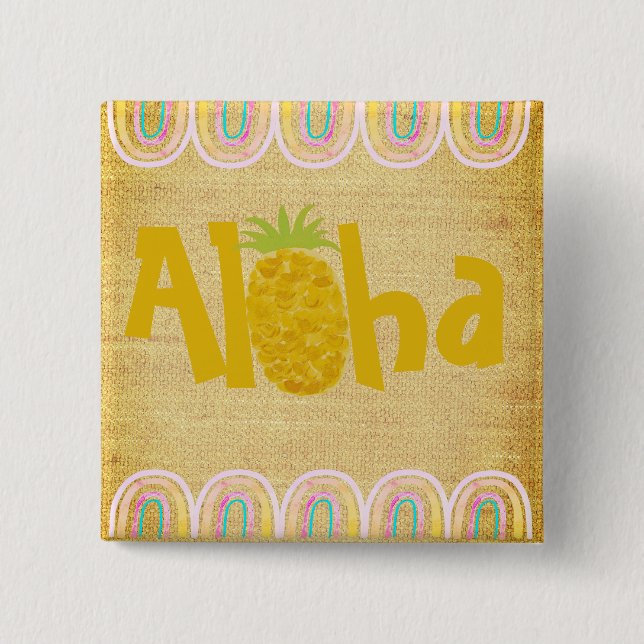 Rustic Aloha Pineapple 15 Cm Square Badge (Front)