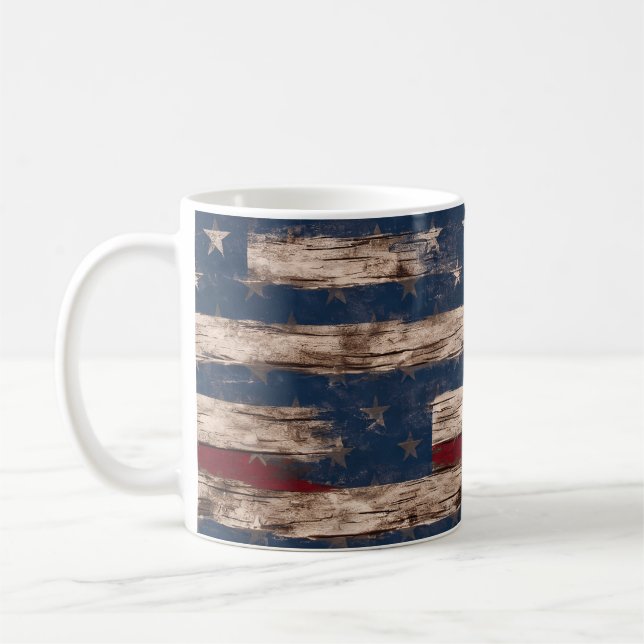 Rustic American Flag Classic Mug (Left)