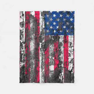 Rustic American Flag Fleece Blanket