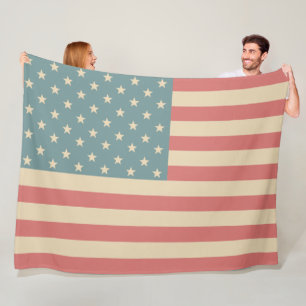 Rustic American Flag Fleece Blanket Gift