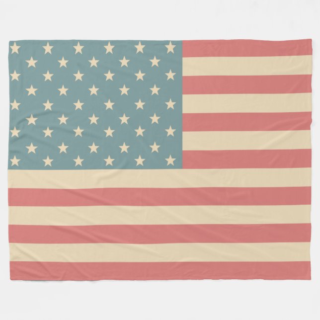 Rustic American Flag Fleece Blanket Gift (Front (Horizontal))