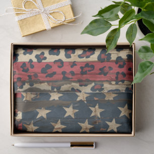 Rustic American Flag Leopard Print (1) Tissue Paper