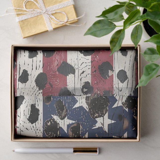 Rustic American Flag Leopard Print (2) Tissue Paper (Gift)