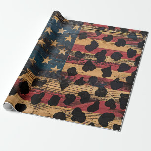 Rustic American Flag Leopard Print (4) Wrapping Paper