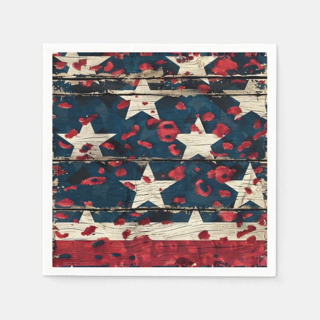 Rustic American Flag Leopard Print (5) Napkin (Front)
