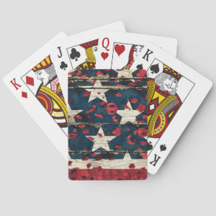Rustic American Flag Leopard Print (5) Playing Cards
