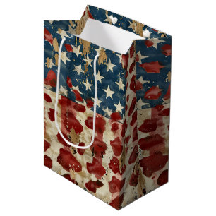 Rustic American Flag Leopard Print (6) Medium Gift Bag