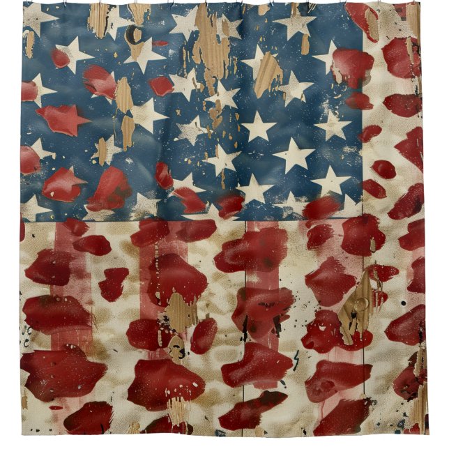 Rustic American Flag Leopard Print (6) Shower Curtain (Front)